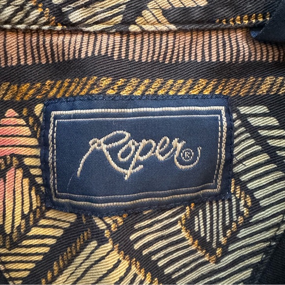 VTG Roper Black Aztec Snap Front Long Sleeve Western Shirt Men’s Size X-Large - Picture 6 of 9